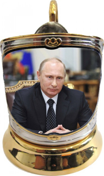 Подстаканник позолота сублимация Путин (новая пластина)