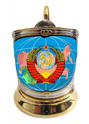 Подстаканник позолота сублимация СССР карта (новая пластина)
